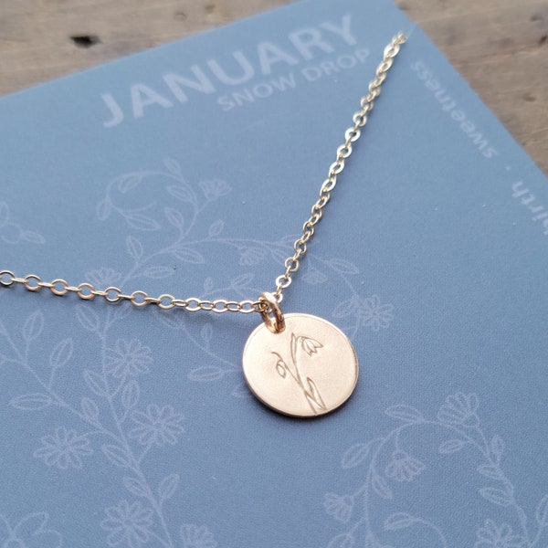 January Birthflower Necklace  .  Sterling or Gold-Filled Snowdrop Jewelry  .  Gifts for Mom  .  Winter Jewelry  . Floral Necklace