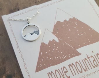 Move Mountains Necklace  .  Graduation Gift . Inspirational Jewelry for New Job . College Graduation  .  High School Graduation Gift