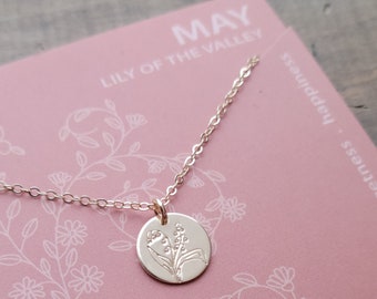 May Birth Flower Necklace  .  Lily of the Valley Jewelry  .  Gifts for Mom  .  Spring Jewelry  . Floral Necklace