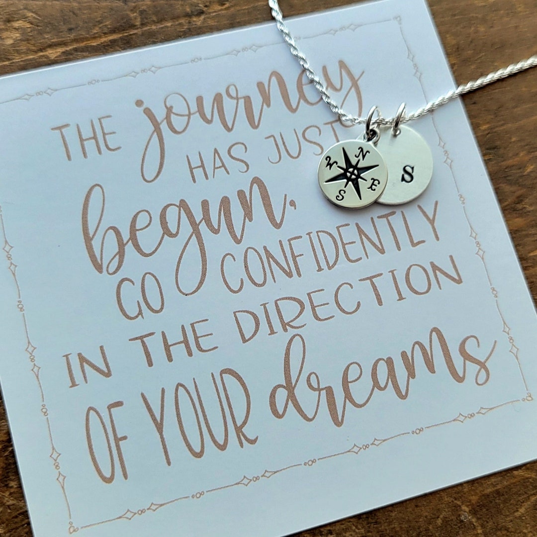 Personalized Compass Initial Necklace for Graduates. Gift for New Job ...