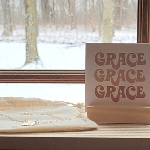 Grace Upon Grace Jewelry. Square Pendant Necklace Hand Stamped bible verse jewelry Mamas Necklace