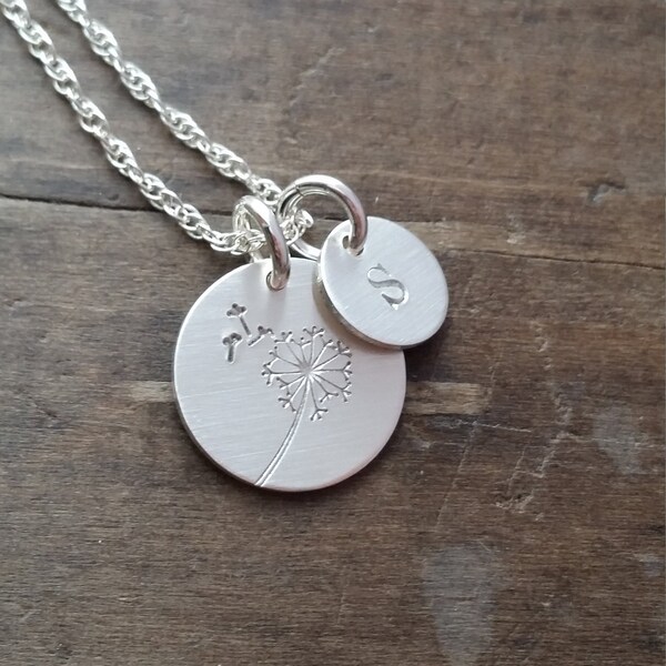 Dandelion Wishes Initial Necklace  .  Personalized Initial Necklace for Mom on her birthday or Mother's Day . New Mom Necklace