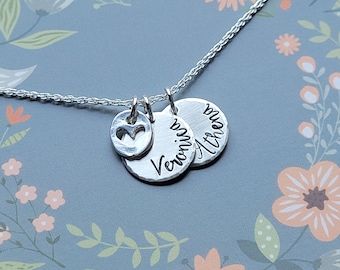 Mother's Necklace . Personalized Name Multiple Pendant Jewelry for Family