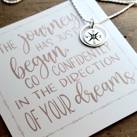 Sterling Silver Compass Necklace, Graduation Gift, Back To School Jewelry
