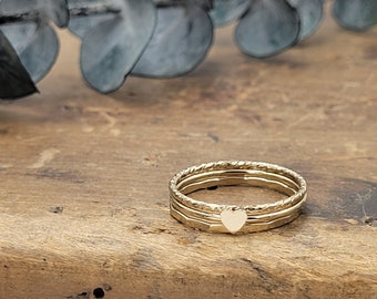 let everything you do be done in love STACK of THREE Rings. 1 Corinthians 16 Tiny Heart Wire Stacking Ring