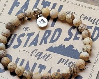 Faith Can Move Mountains Beaded Stacking Bracelet  .  Graduation 2023 gifts  .  Senior Night Bracelets