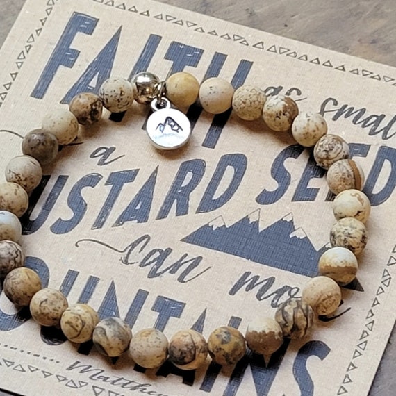 Faith Can Move Mountains Beaded Stacking Bracelet Graduation