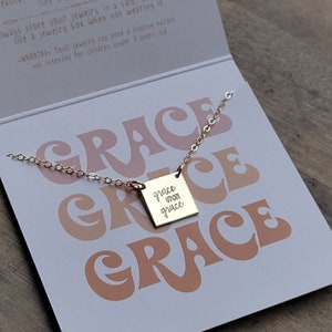 Grace Upon Grace Minimalist Necklace.  Hand Stamped bible verse jewelry Mamas Necklace Gift for confirmation