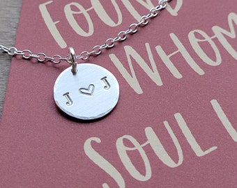 Personalized Couples Initial Necklace  .  Perfect Valentine's Day Gift for Her or Him . Newlywed Gift