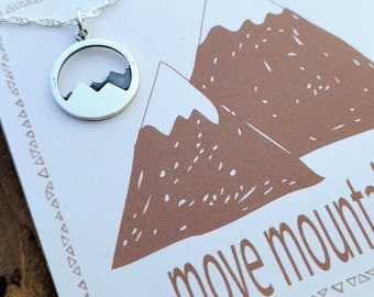 Move Mountains Necklace  .  Graduation Gift . Inspirational Jewelry for New Job . College Graduation  .  High School Graduation Gift