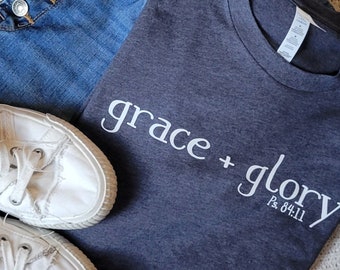 Christian T-shirt Grace + Glory Bible Verse