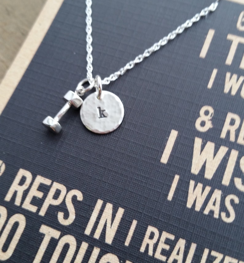 Fitness Motivation Workout Inspiration Jewelry Too Tough Necklace TINY Initial Jewelry Cross Fit Jewelry