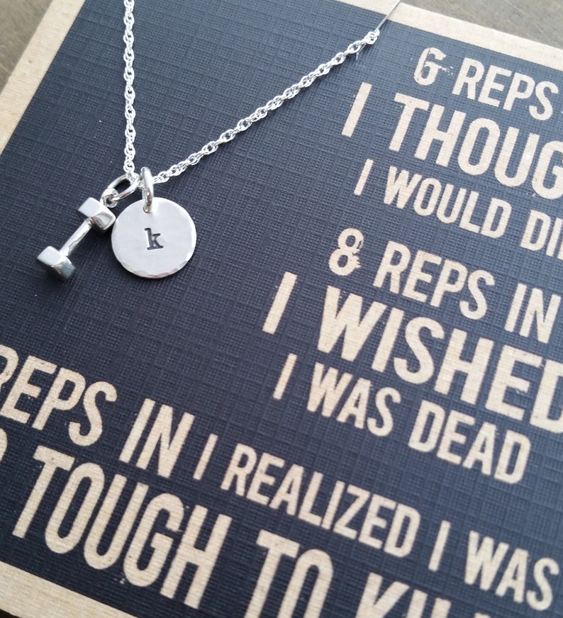 Fitness Motivation Workout Inspiration Jewelry Too Tough Necklace TINY Initial Jewelry Cross Fit Jewelry