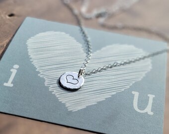 Collana con cuore stampato I Heart U - Argento Sterling, placcato in oro