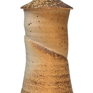Otis Pottery Michigan Wood Fired Studio Pottery Lidded Footed Jar