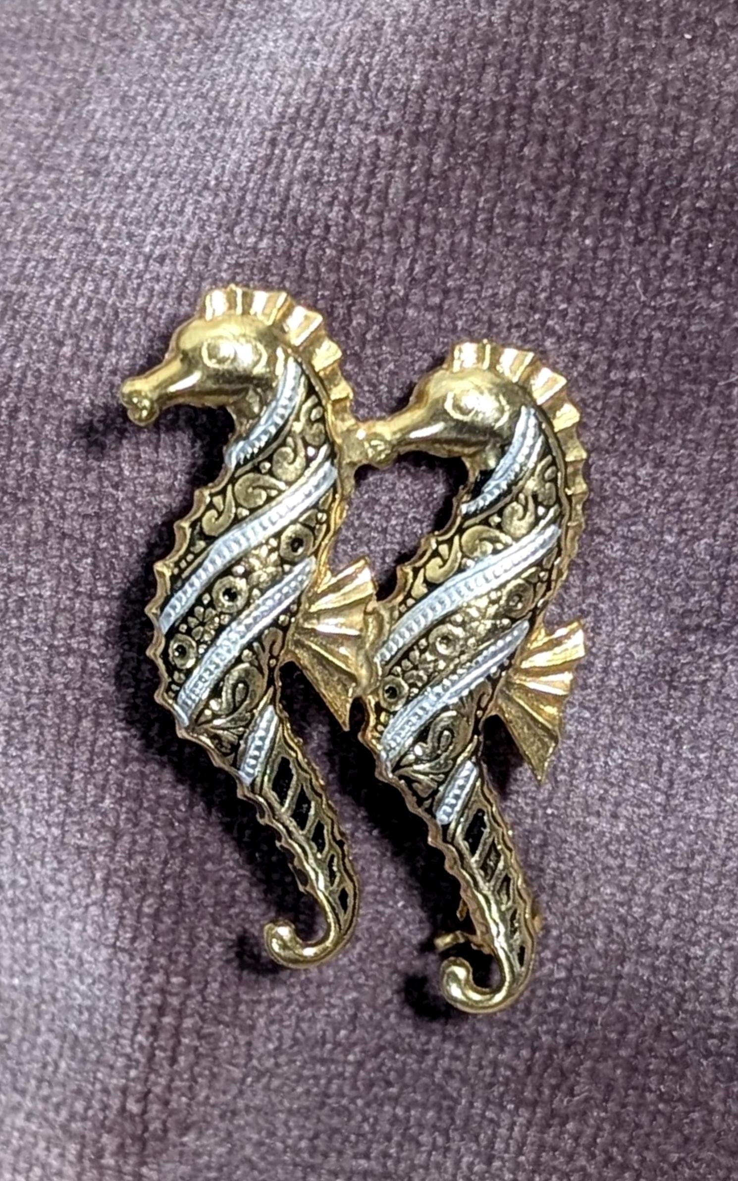 Vintage 24k Gold 18k green gold damascene hair broach made in Toledo Spain Antique Toledo damascene jewelry set, instant collection of  main image 2