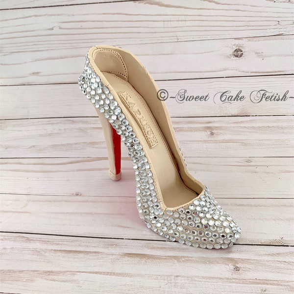 High Heel Cake Topper – Silver Glitter Heels Cake Decorations For Birthday Wedding Party