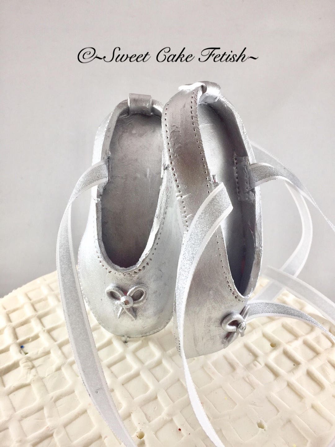 Ballerina Cake Topper Silver Ballet Shoes Cake Topper Birthday Cake