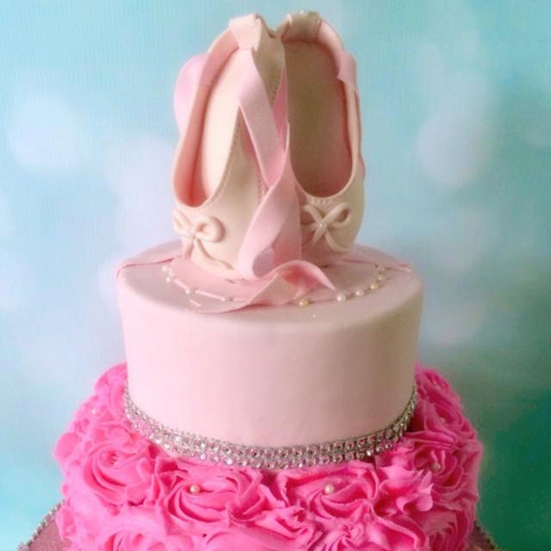 Ballerina Cake Topper Pink Ballet Shoes Cake Topper Birthday Etsy