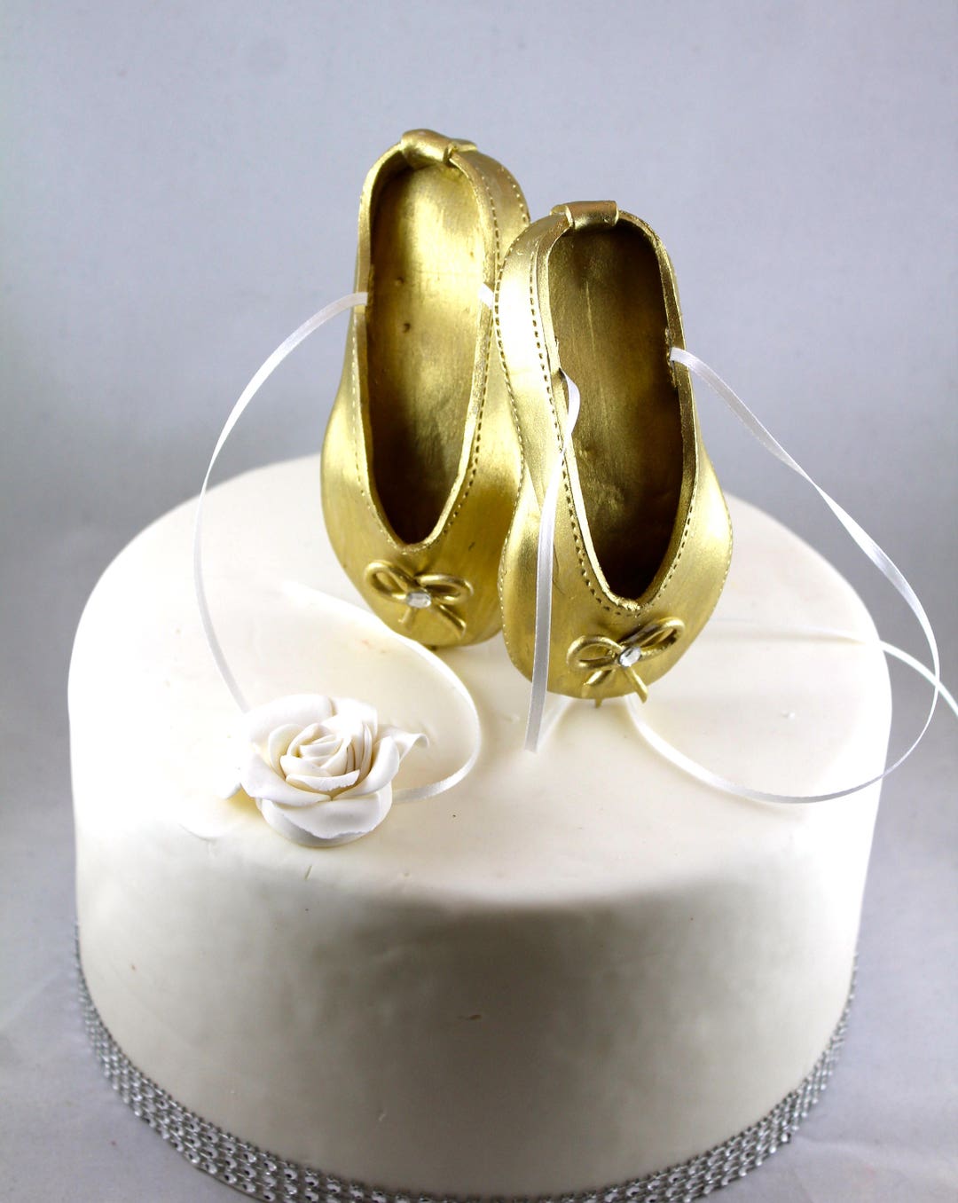 Ballerina Cake Topper Gold Ballet Shoes Cake Topper Birthday Cake