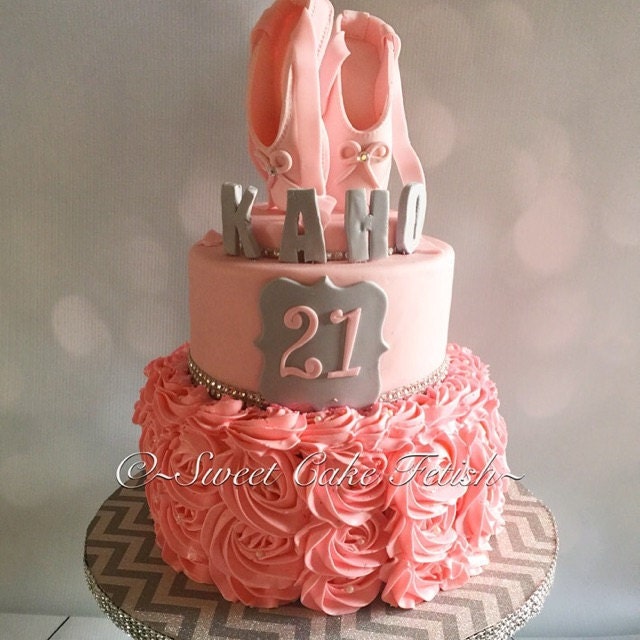 Ballerina Cake Topper Pink Ballet Shoes Cake Topper Birthday Etsy UK