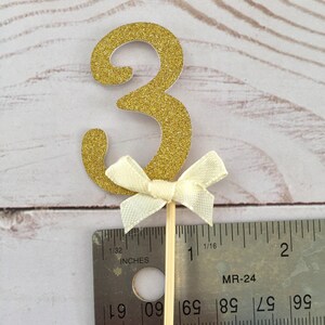 Number 3 Cake Topper 3 Cupcake Topper Gold Glitter Topper Third ...