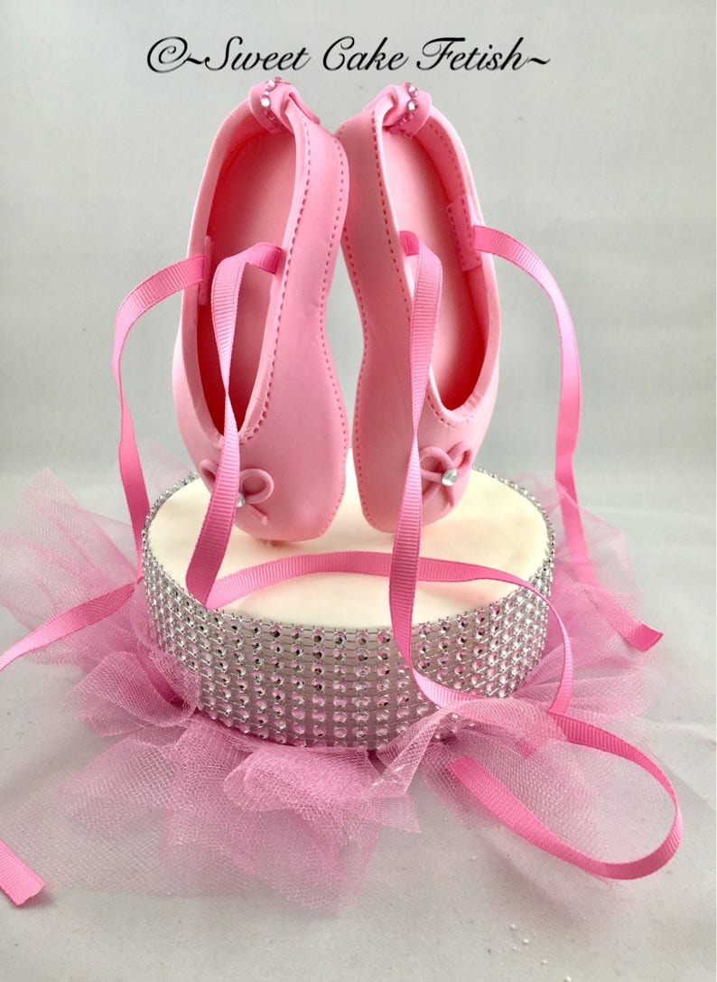 Ballerina Cake Topper Pink Ballet Shoes Cake Topper Birthday Etsy