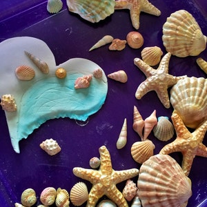 Fondant Sea Shells e Large Wave Heart Cake Toppers Gumpaste conchiglie di mare commestibili conchiglie di mare Sugar conchiglie mare Spiaggia torta nuziale