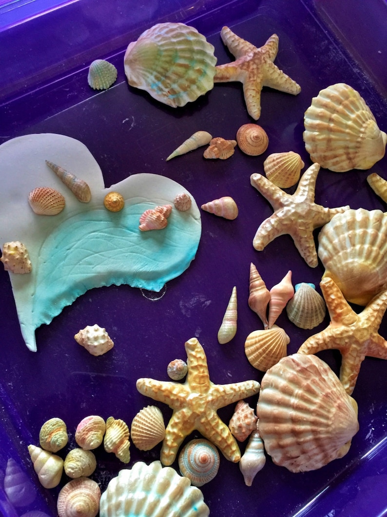 Fondant Sea Shells and Large Wave Heart Cake Toppers Gumpaste sea shells Edible sea shells Sugar shells Sea shells Beach wedding cake