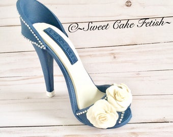 Gumpaste high heel cake topper   Fondant high heel cake topper  Shoe cake topper   Birthday cake topper  Sugarpaste shoe cake topper