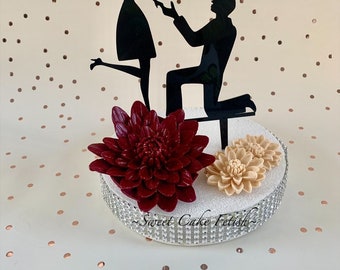 Engagement cake topper  Wedding cake topper Marry me topper  She said yes  Cake topper  Engagement party decorations Proposal topper