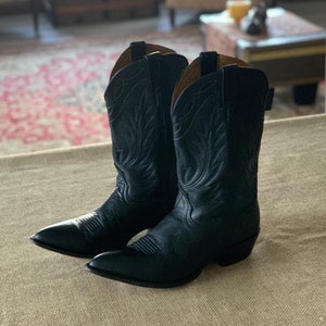 Vintage Nocona Cowboy Boots  Size 10 EE  Mens Western Boots  Mens Boots Western Black Leather Boots Western Black Boots