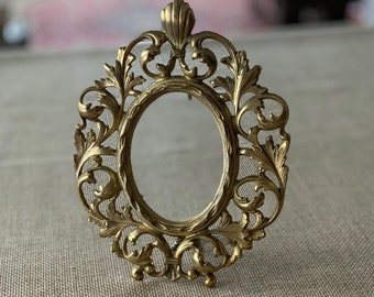 Vintage Gold Wrought Iron Picture Frame | Art Nouveau Tabletop Decor