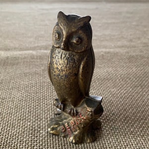 Antique Cast Iron Penny Bank | Be Wise Save Money Motto | Small Iron Owl Bank | Antique Still Bank | Iron Piggy Bank | Banking Memorabilia