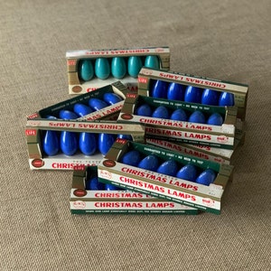 Vintage Christmas Bulbs in Original Package, Blue Christmas Lights. New Old Stock Bulbs Vintage Christmas Tree Decor  Retro Christmas Lites