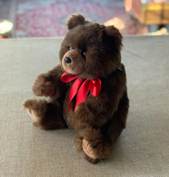 Rescued TY Brown Teddy Bear | 1990s Vintage Plush With Red Bow - Etsy