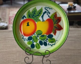 Frutero vintage de esmalte / Bandeja esmaltada de mediados de siglo / Decoración de cocina retro