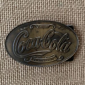 Vintage Coca-Cola Belt Buckle | Coke Memorabilia | Brass-Tone Oval Belt Buckle | Coke Lover Gift | Coke Clothing Accessories | Coke Buckle