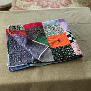 Vintage Patchwork Lap Quilt | Handmade Cottage Core Throw (42" x42")