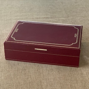 Vintage Jewelry Box  Red Jewelry Box Satin Lining Jewelry Storage  Jewelry Organizer Vintage Maroon Jewelry Box
