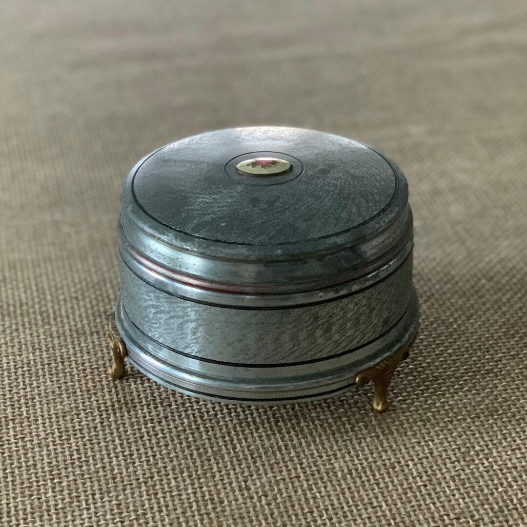 Musical Powder Box Vintage Musical Powder Box | Silver Tone Vanity Jar | Plays Tipperary ...