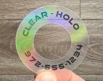Disc Golf Labels - CLEAR HOLO MINIs - Personalized