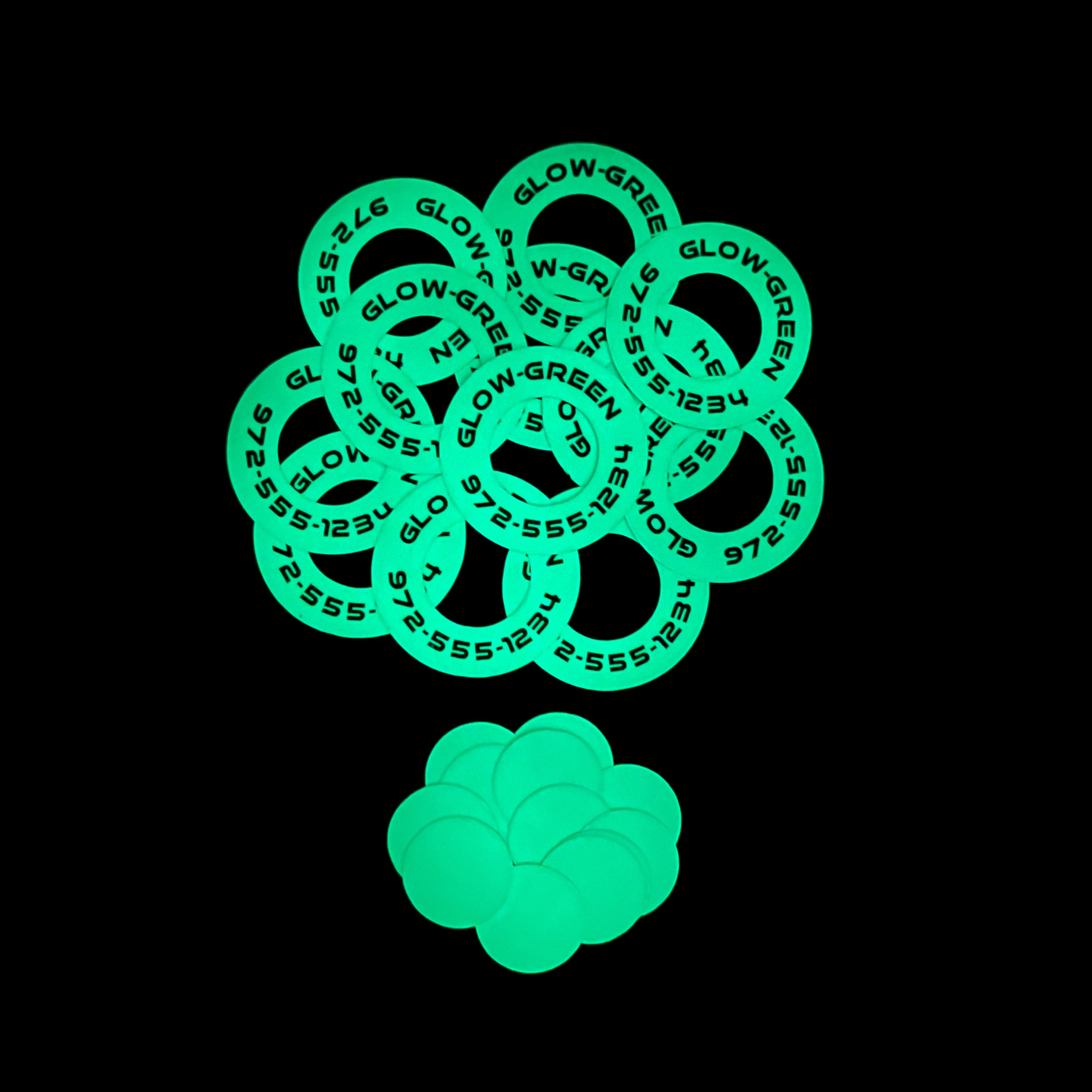 Disc Golf Labels - GREEN GLOW MINIs - Personalized