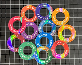 Disc Golf Labels - COLOR Holographic MINI-SIZED - Personalized