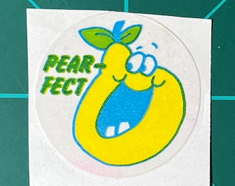 Vintage Pear Scratch & Sniff Sticker: 1980s Trend Collectible