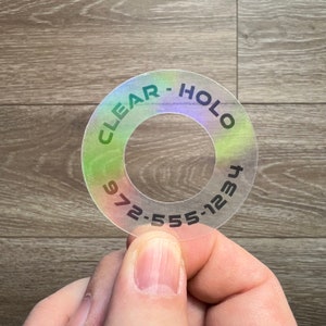 Disc Golf Labels - CLEAR HOLO MINIs - Personalized