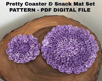 PATTERN Pretty Coaster & Snack Mat Set CROCHET Pattern - PDF Digital File Only