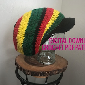 Crochet Rasta Dreadlocks Hat Pattern: The Big Dread Tam with Brim (PDF Digital File)
