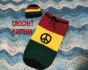 PATTERN Crochet Rasta Newborn Cocoon & Beanie Set - Digital PDF Download Pattern
