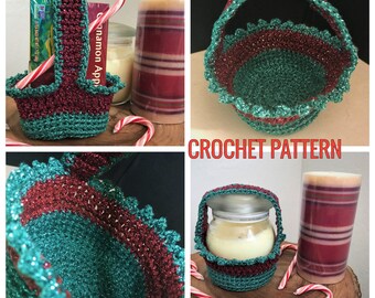 PATTERN Small Christmas / Holiday Gift Basket Crochet PATTERN - PDF Digital File